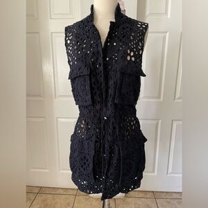 Zara Woman | Navy Lace Tie Waist Vest